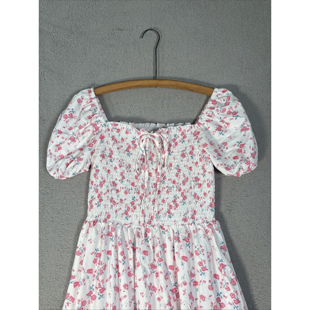 SHEIN‎ Women's Size M Milk Maid Maxi Pink Flowers Ditsy Coquette Soft Girl Flowy - Picture 2 of 12